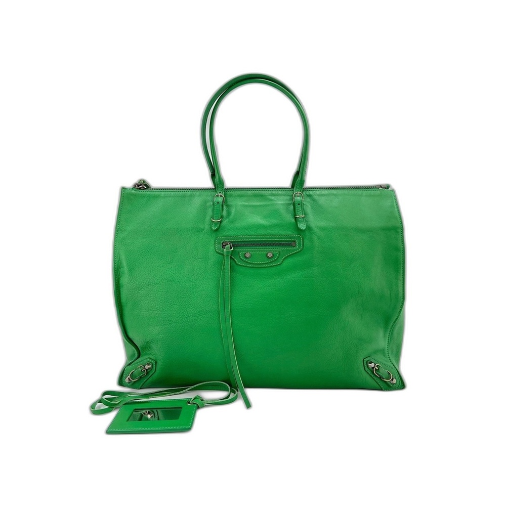 Balenciaga Paper A4 Tote Shoulder Bag, Green